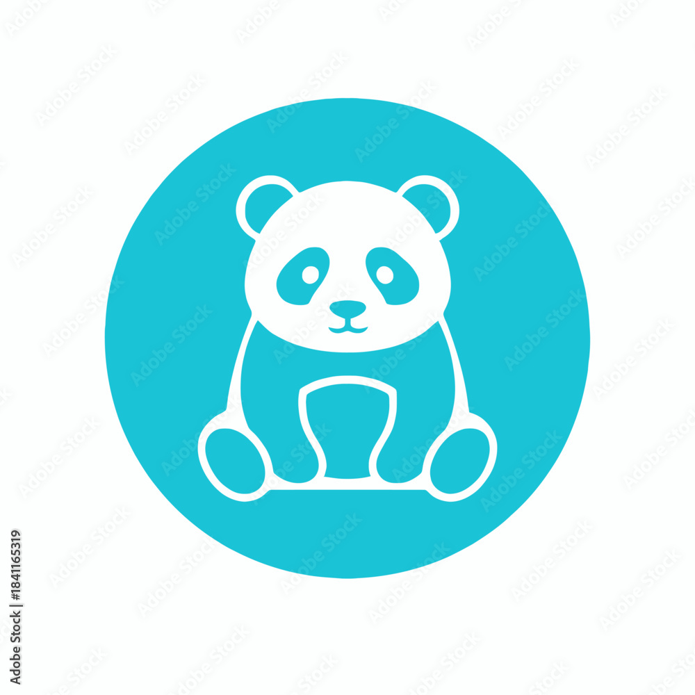 Fototapeta premium Cute Sitting Panda Illustration Icon.