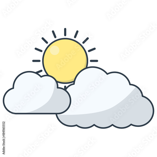Cartoon Sun Behind the Cloud