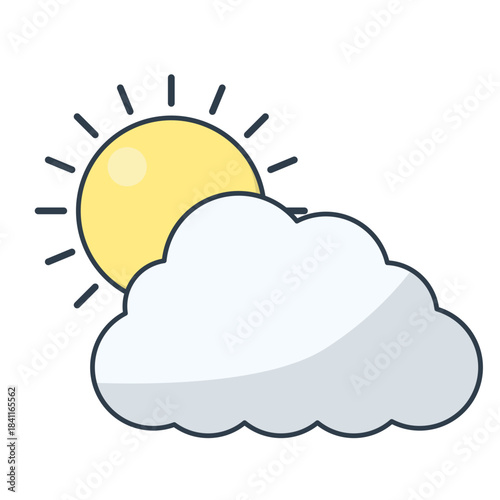 Cartoon Sun Behind the Cloud