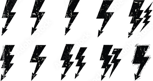 Lightning bolt illustration in crayon chalk and pencil style. Hand drawn cute thunderbolt sketch for kids. Pastel cartoon lightning with doodle lines on white background