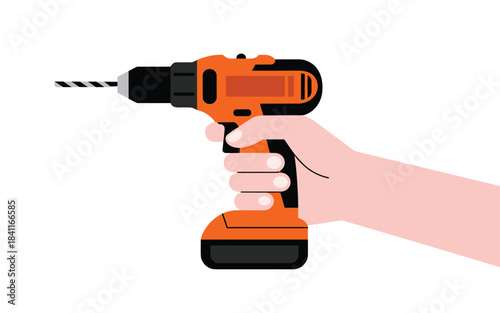 Hand Holding Orange and Black Cordless Drill