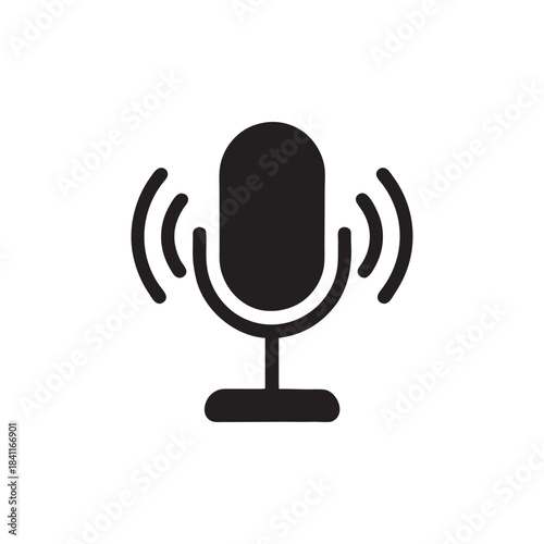 Black and white smart house voice control microphone icon vector illustration