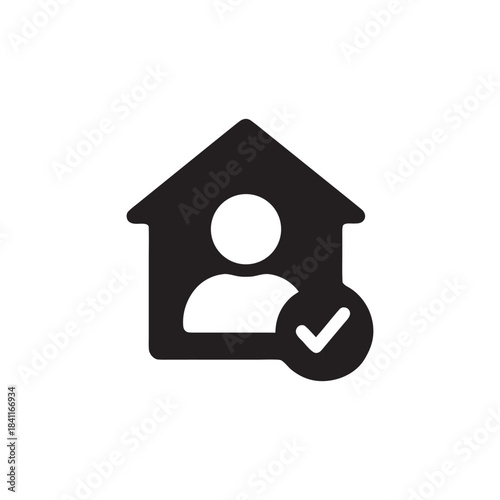 Smart House User Access Control Icon Black And White Vector Illustration