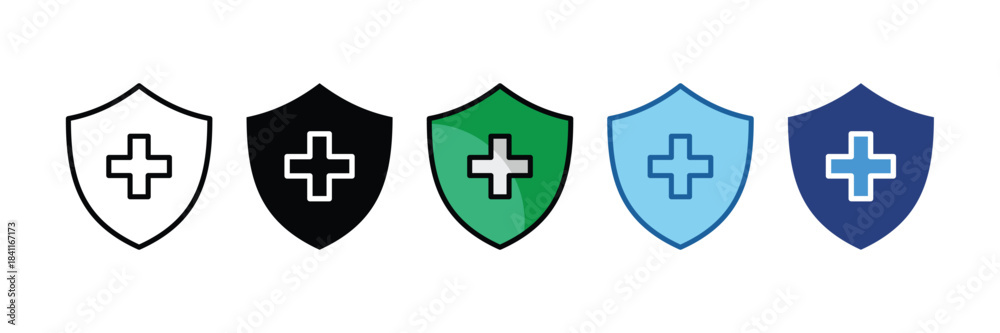 Obraz premium Medical Shield Icon Set Multiple Style Collection