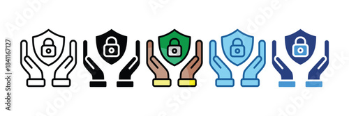 Insurance Shield Icon Set Multiple Style Collection