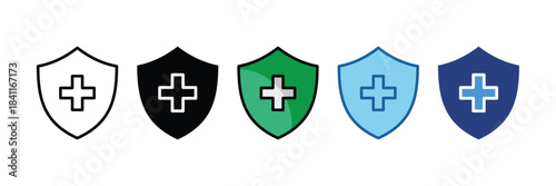 Medical Shield Icon Set Multiple Style Collection
