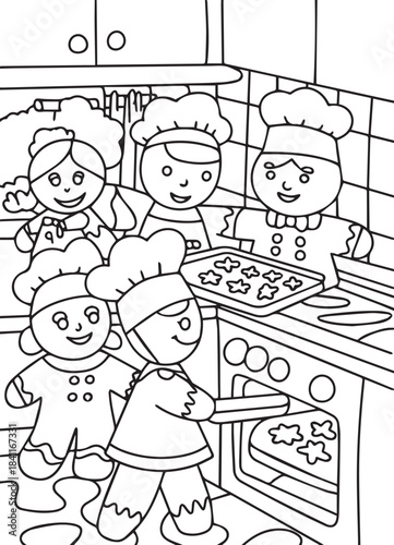 Happy little bakers making sweet treats in the kitchen