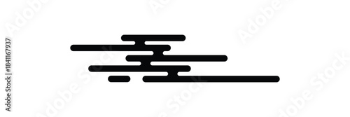 Cloud shape in traditional oriental style. Japanese, Korean, Thailand or Chinese ornament. Simple abstract windy form isolated on white background. Vector graphic illustration. 