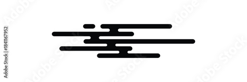 Cloud shape in traditional oriental style. Japanese, Korean, Thailand or Chinese ornament. Simple abstract windy form isolated on white background. Vector graphic illustration. 