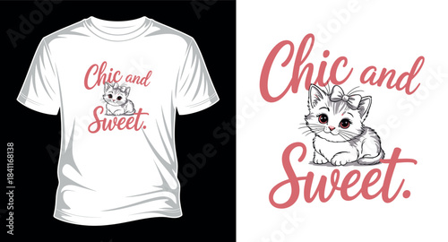 Chic and sweet cat T-shirt design
