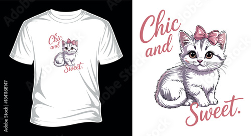 Chic and sweet cat T-shirt design