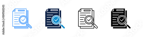 Reviewing Documents Multiple Style Icon Set Collection 