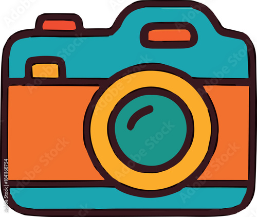 Vector illustration of a camera in a clean stylized design, perfect for photography, travel themes, media projects, photo blogging, digital graphics, children’s illustrations and modern designs.