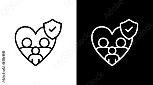 Life Insurance White Icon Set Design