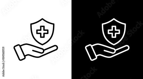 Health Coverage White Icon Set Design