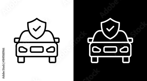 Car Insurance White Icon Set Design