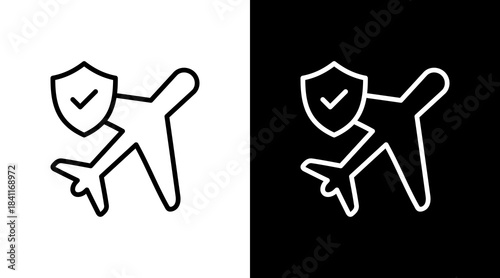 Travel Insurance White Icon Set Design