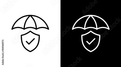 Umbrella Protection White Icon Set Design