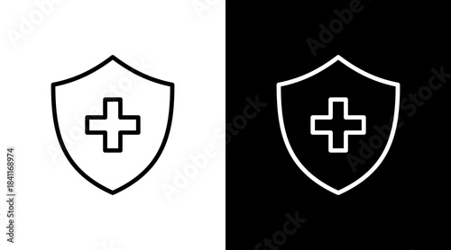 Medical Shield White Icon Set Design