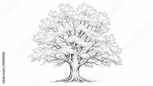 Hand-Drawn Tree Sketch Isolated on White Background