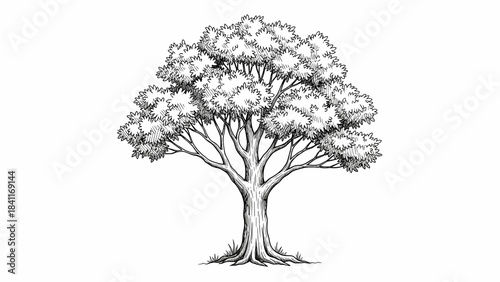 Minimalist Tree Sketch Isolated on White