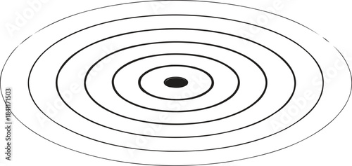 Concentric circles emanating from a central dark dot creating a visual representation of focus target or ripple effect in a minimalist design