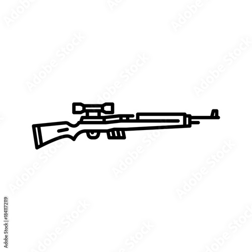 semi automatic caliber outline icon. firearm black line illustration.