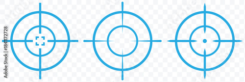 Focusing icon design, suitable for web, infographics, interface and apps. illustration of an archery target with an arrow in the bullseye. Focus icon isolated silhouette. Gun target icon collection