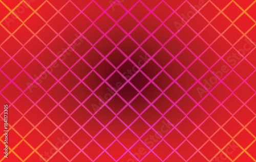 Neon Red Diamond Grid Background, Glowing Gradient Abstract Vector Design