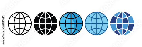 Globe Icon Set Multiple Style Collection