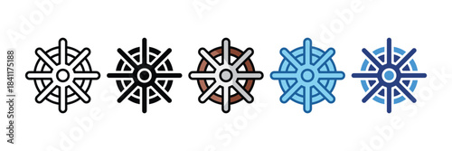 Navigation Wheel Icon Set Multiple Style Collection