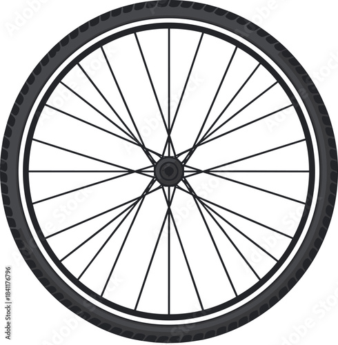 Flat Design Bicycle Wheel and Tire Vector Illustration