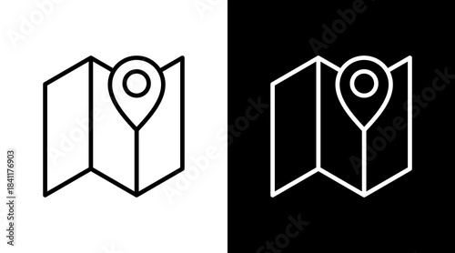 Map Folded White Icon Set Design