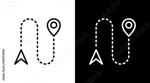 Route Path White Icon Set Design