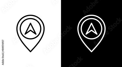 Location Arrow White Icon Set Design