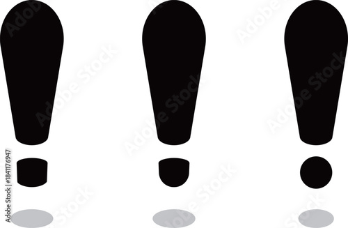 宙に浮いた黒いエクスクラメーションマークセット　Web　Adobe Illustrator Artwork