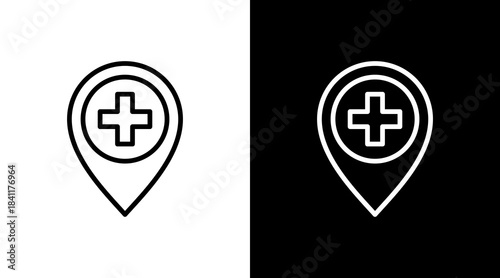 Pin Add White Icon Set Design