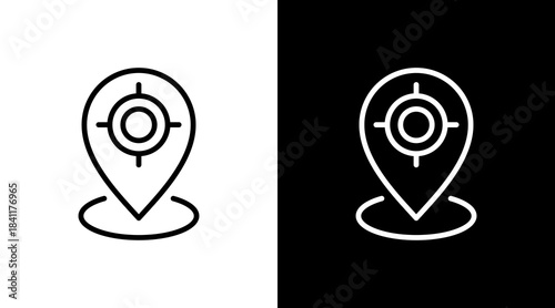 Current Location White Icon Set Design