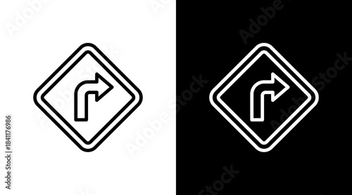 Turn Right White Icon Set Design