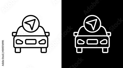 Car Navigation White Icon Set Design