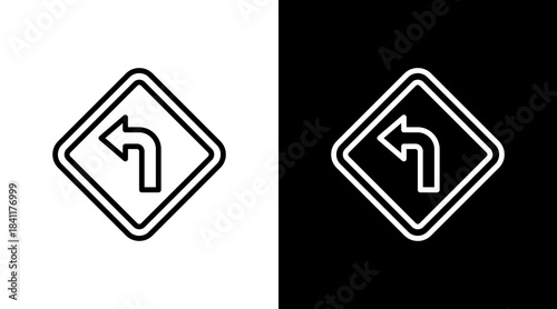 Turn Left White Icon Set Design