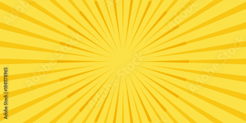 Abstract yellow banner with Sun rays, yellow lines background, with a modern concept style