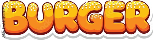 Burger Fast Food Vector Typography With Bun Texture