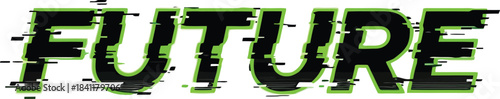 Future Tech Sci-Fi Vector Typography With Green Glitch