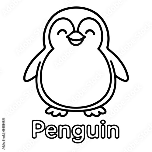 Joyful Penguin: An endearing penguin smiles with glee, its simple form radiating warmth. The clean lines and cheerful expression create a sense of fun and approachability. 