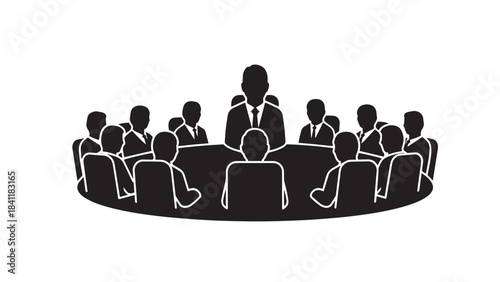 Roundtable Executive Meeting Silhouette for Leadership Governance and Strategic Decision Making