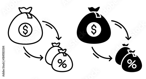 Linear icon. Bank investment deposits bring monthly interest payments. Simple vector isolated on white background