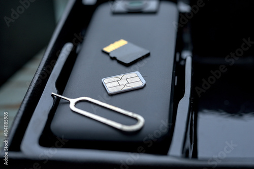 Micro sd card and sim card lies on the body camera.