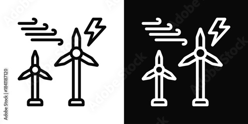 Wind Energy Icon White And Black Background Style