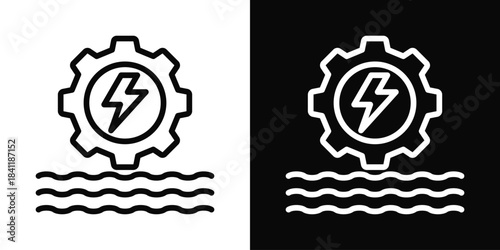 hydropower Icon White And Black Background Style